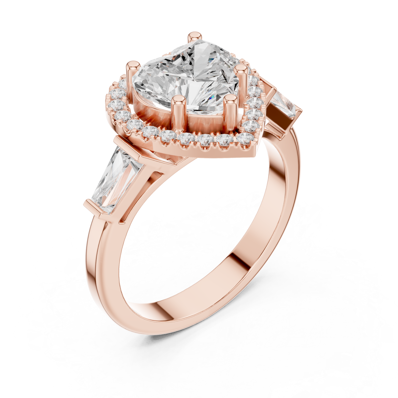  Rose Gold Essence Halo Heart Ring Right View