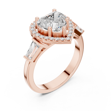  Rose Gold Essence Halo Heart Ring Right View