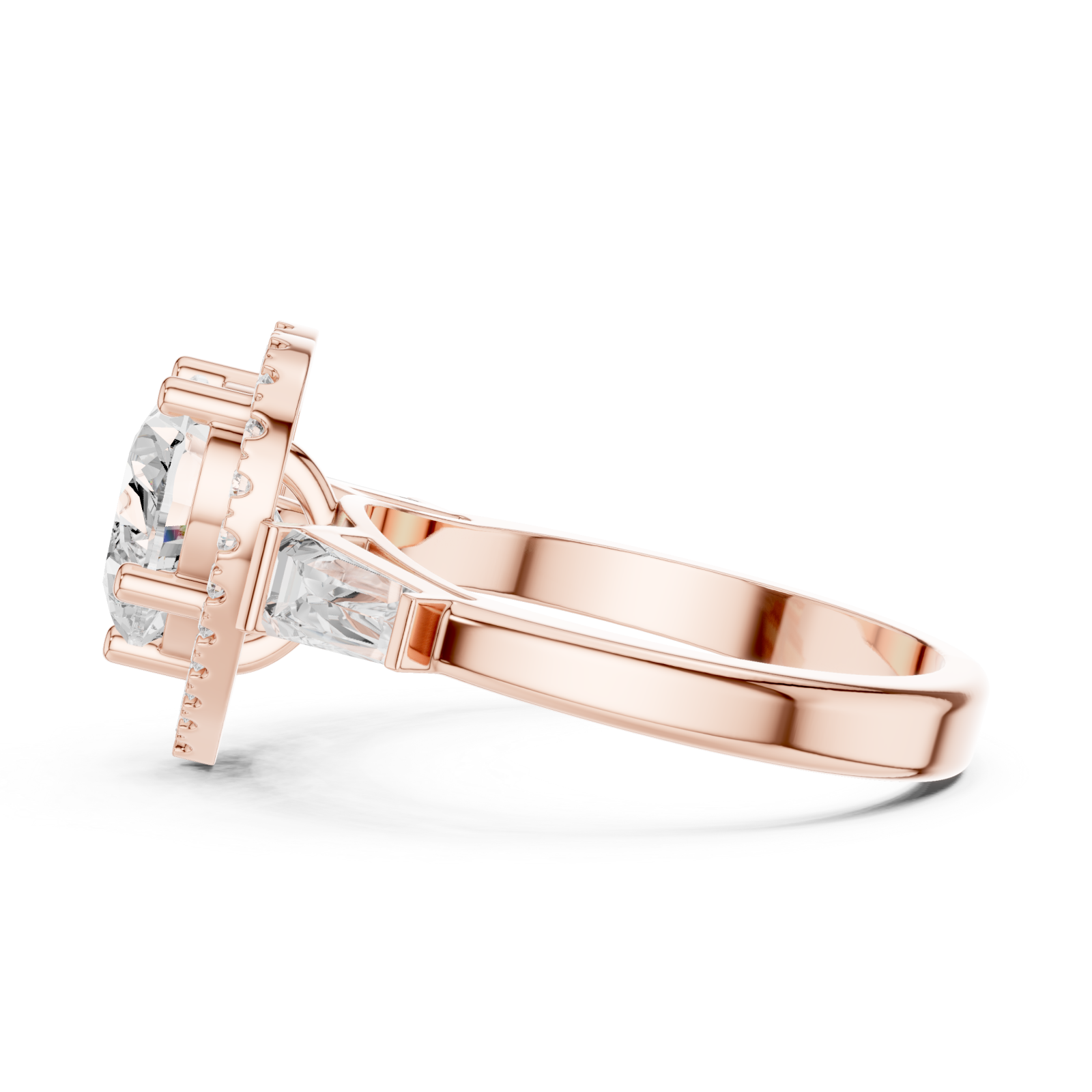  Rose Gold Essence Halo Heart Ring Side View