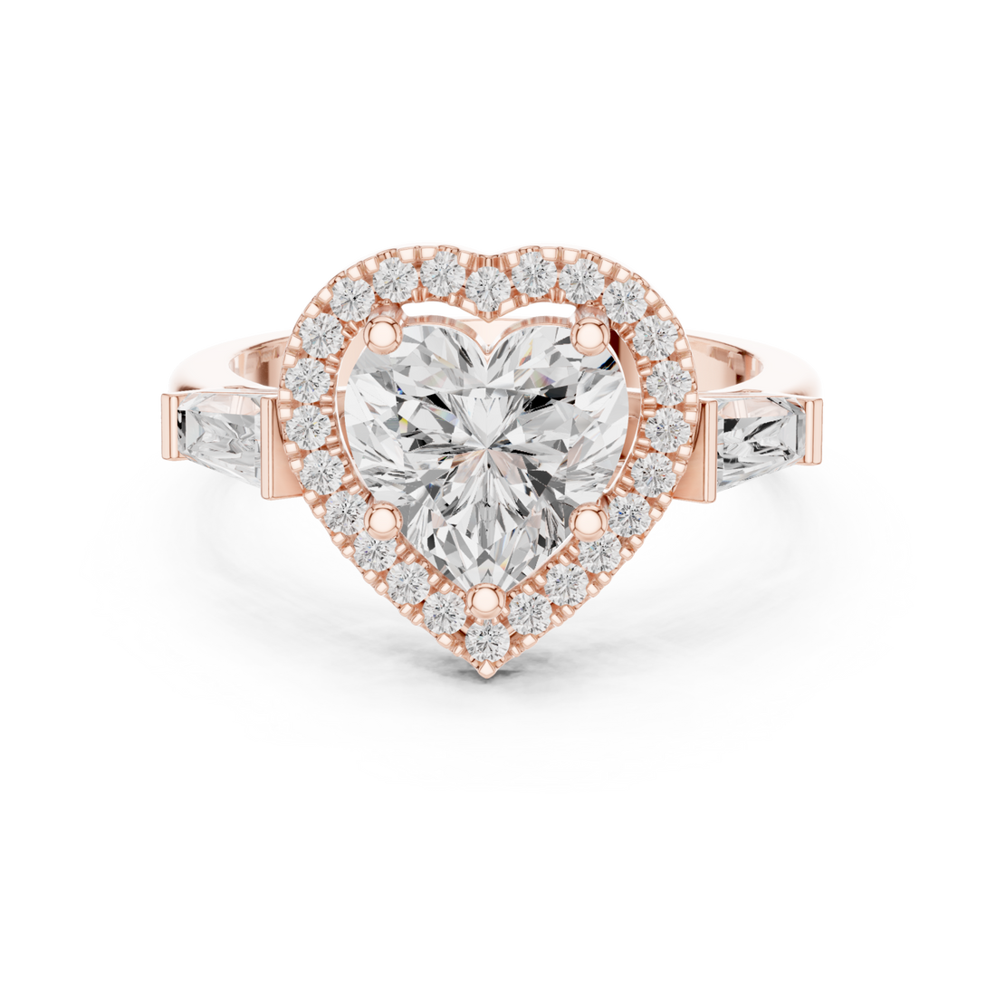  Rose Gold Essence Halo Heart Ring Right View