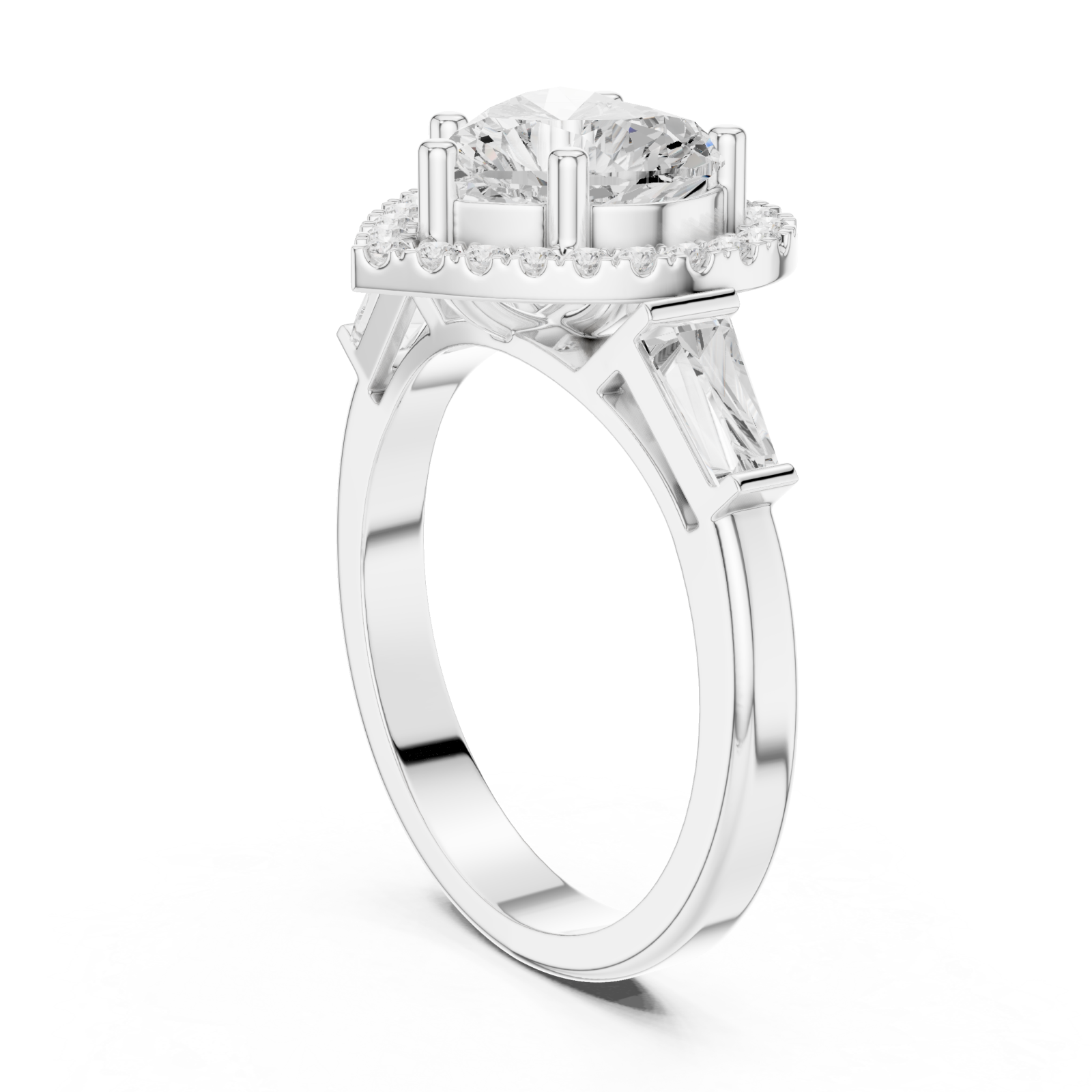  White Gold Essence Halo Heart Ring Left View