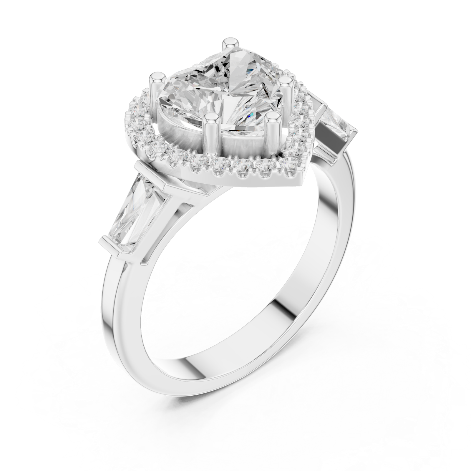  White Gold Essence Halo Heart Ring Right View