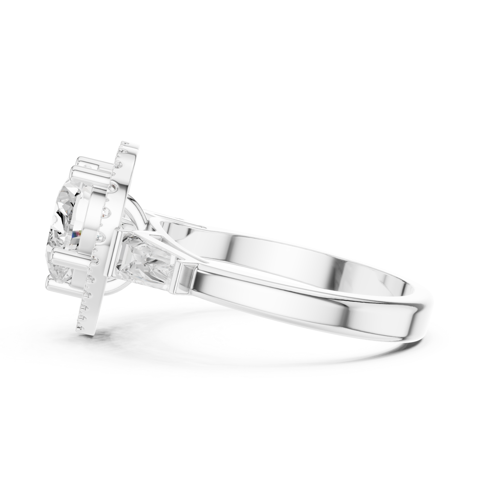  White Gold Essence Halo Heart Ring Side View