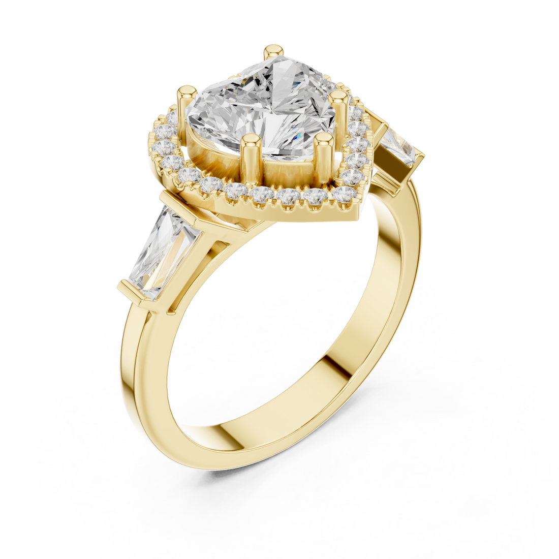 Gold Essence Halo Heart Ring Right View