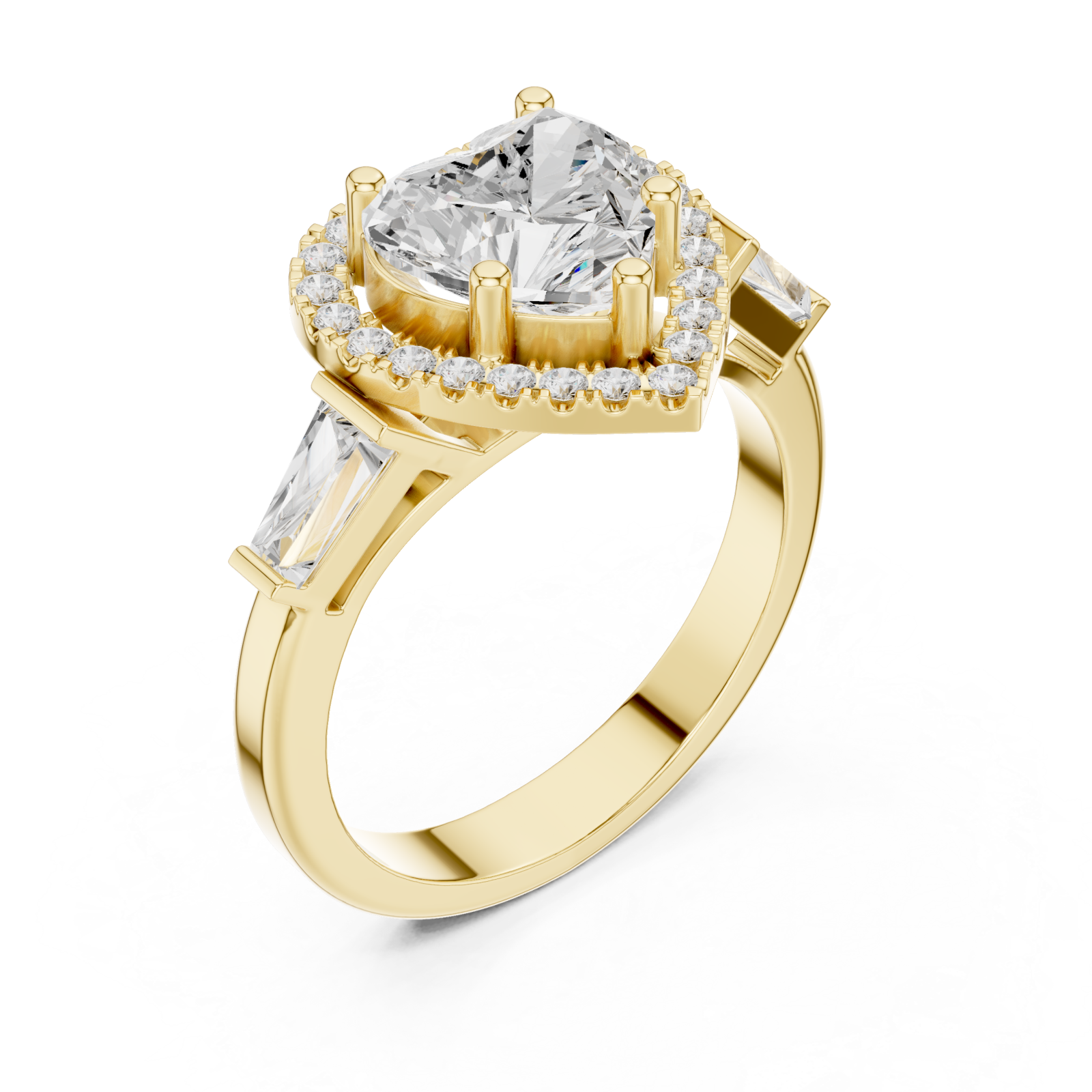 Gold Essence Halo Heart Ring Right View