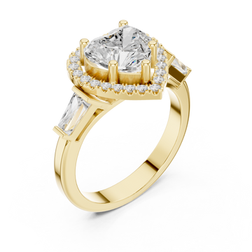 Gold Essence Halo Heart Ring Right View