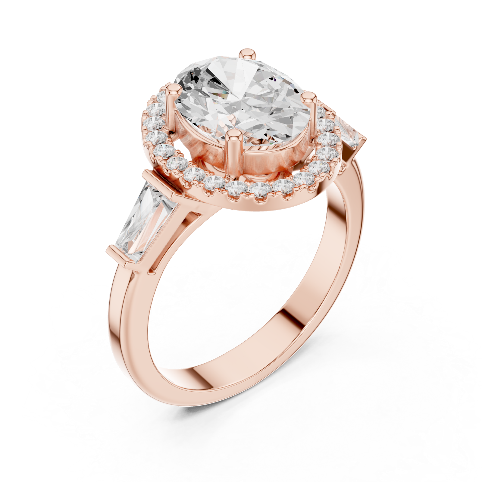  Rose Gold Lustrous Halo Oval Ring Right View