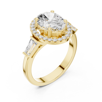 Gold Lustrous Halo Oval Ring Right View