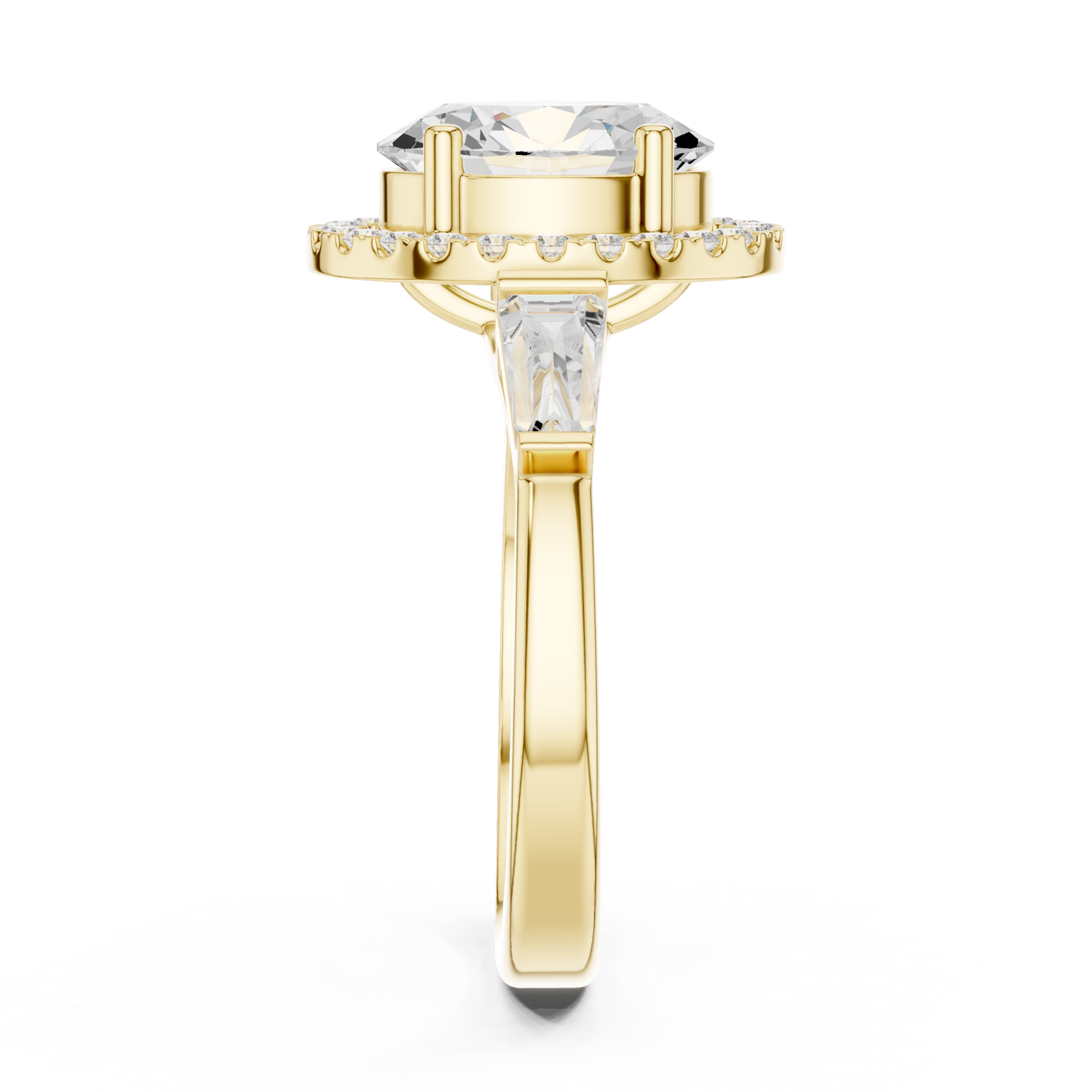  Gold Lustrous Halo Oval Ring Side View