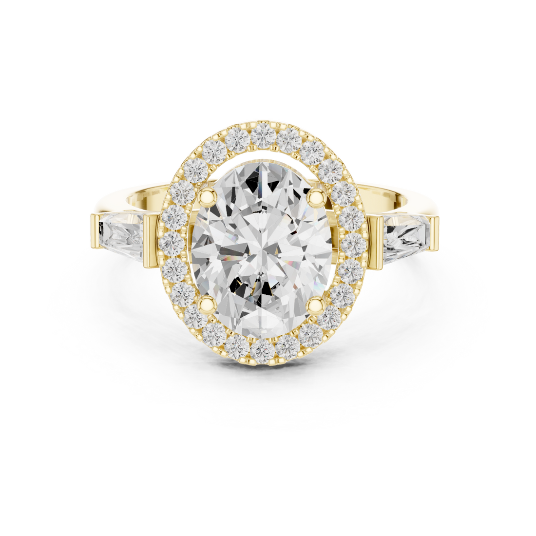 Gold Lustrous Halo Oval Ring Right View