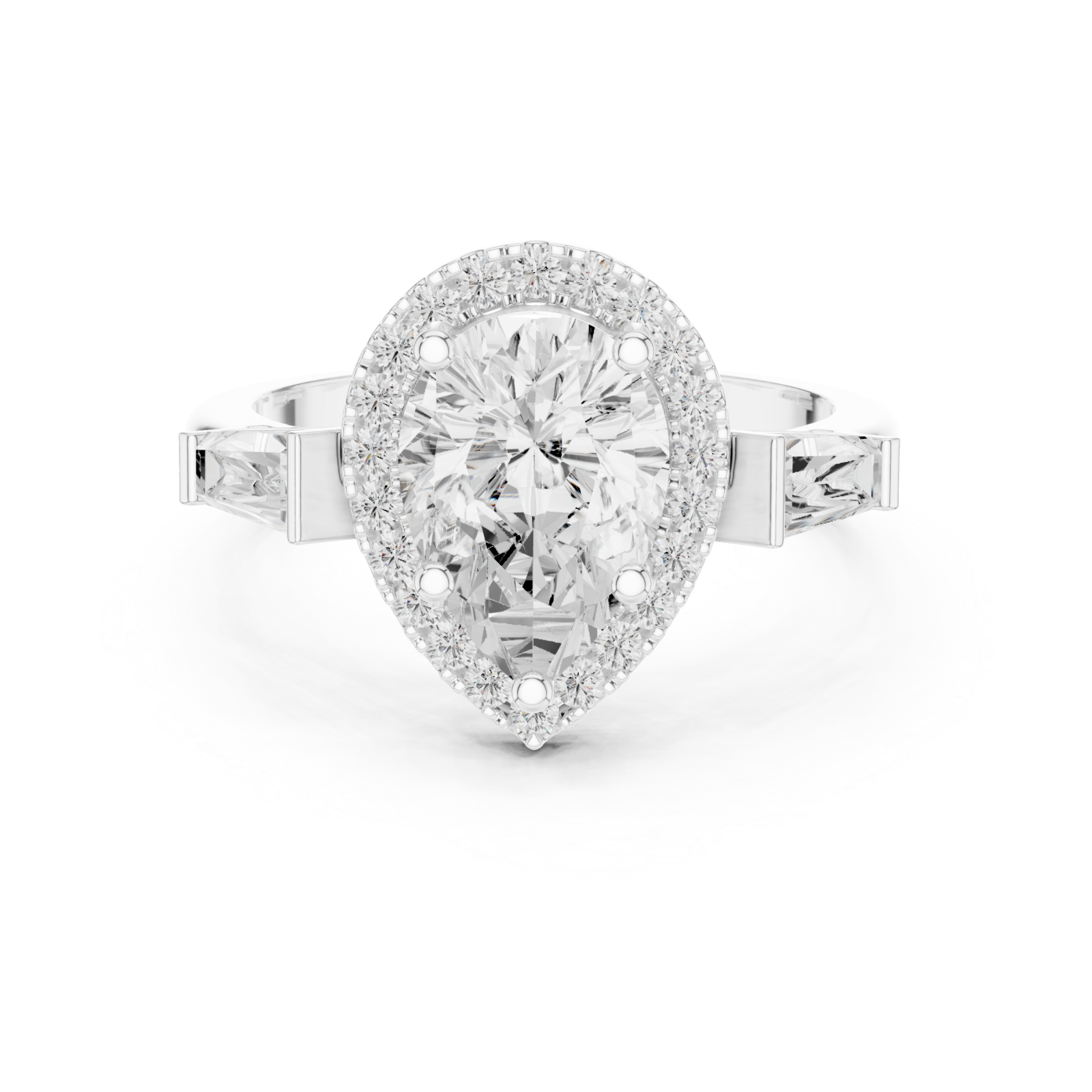  White Gold Opulent Marquis Touch Signature Ring Front View
