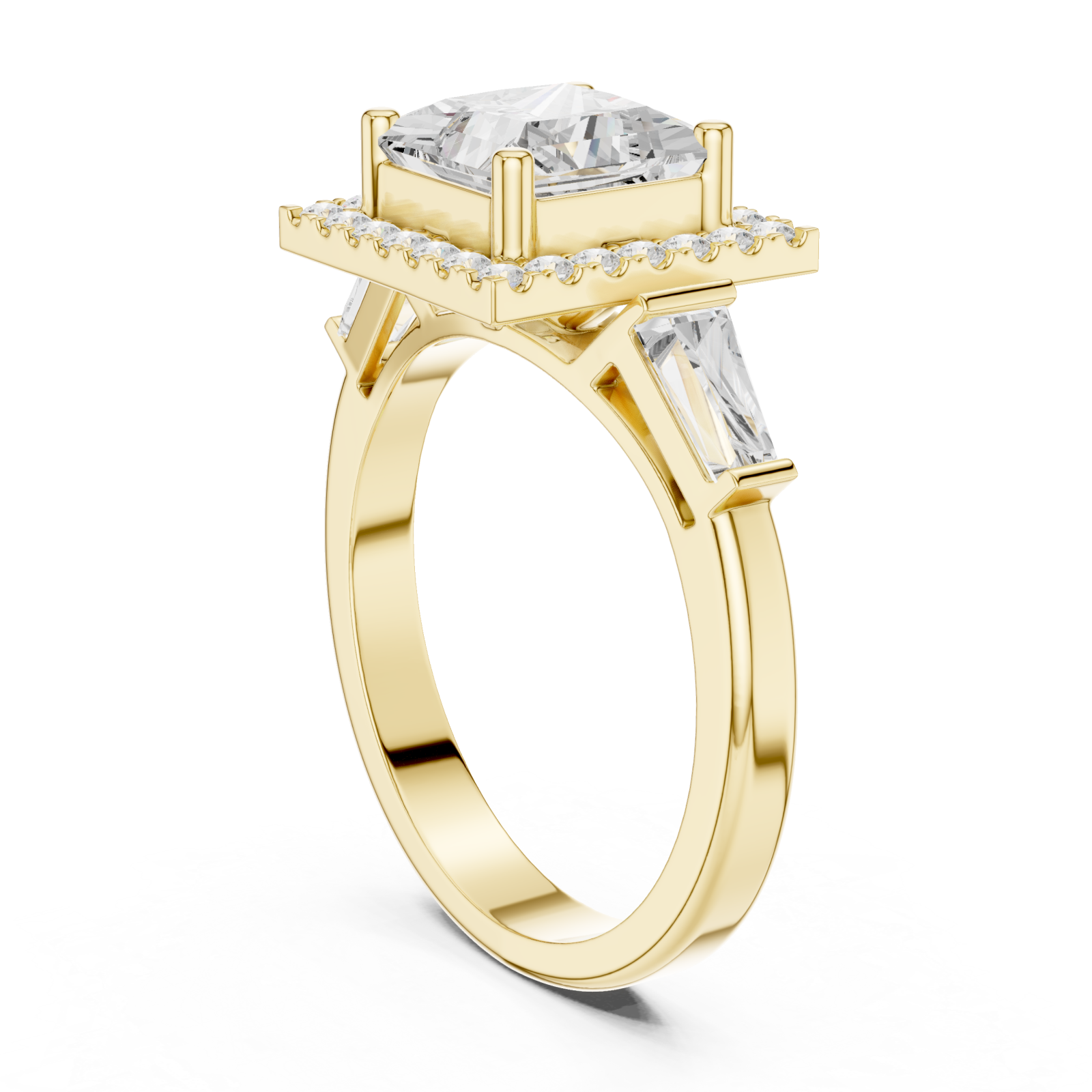  Gold Majestic Square Halo Ring Left View
