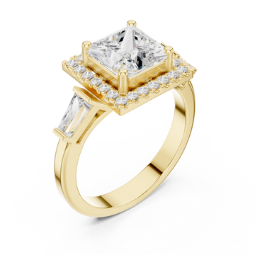 Gold Majestic Square Halo Ring Right View