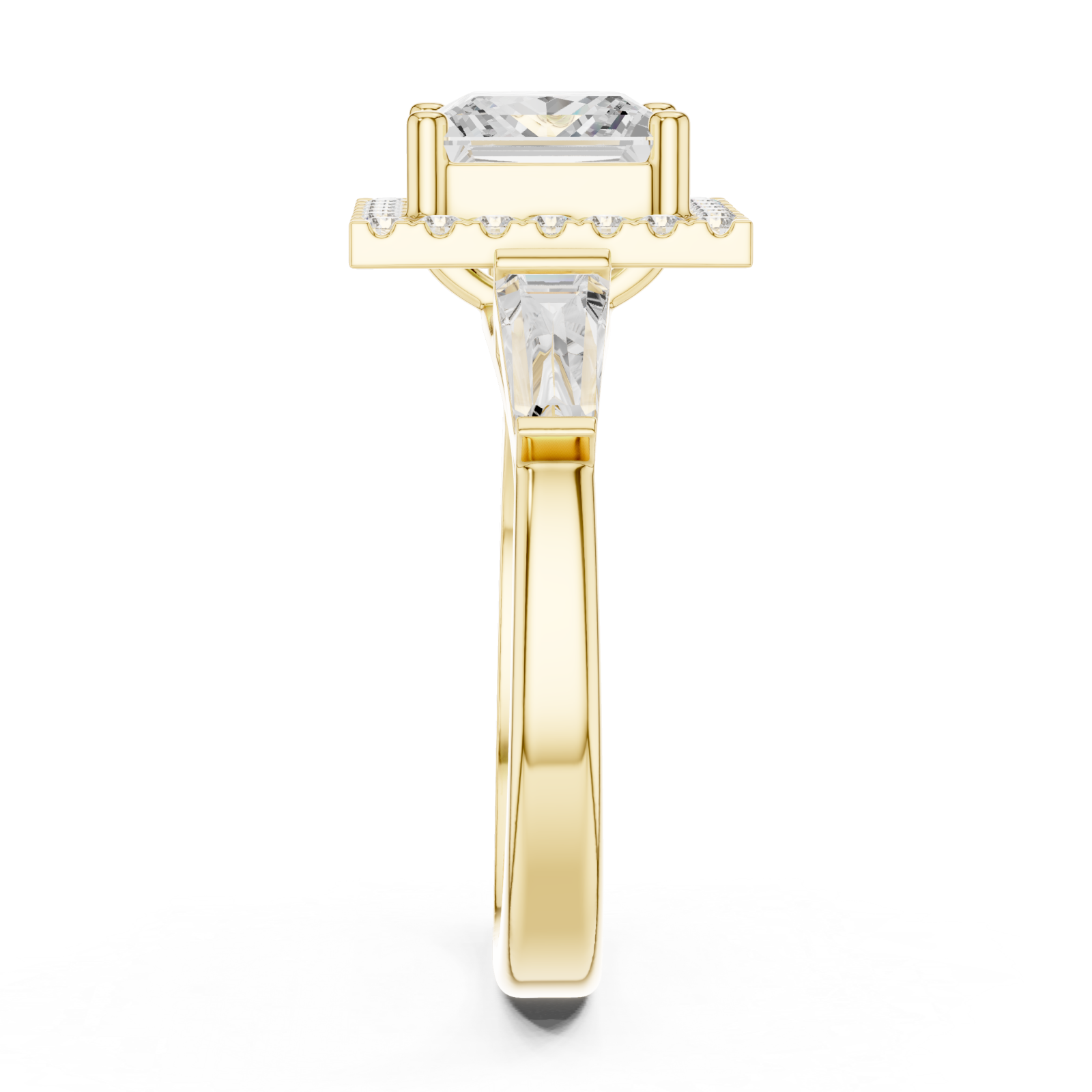  Gold Majestic Square Halo Ring Side View