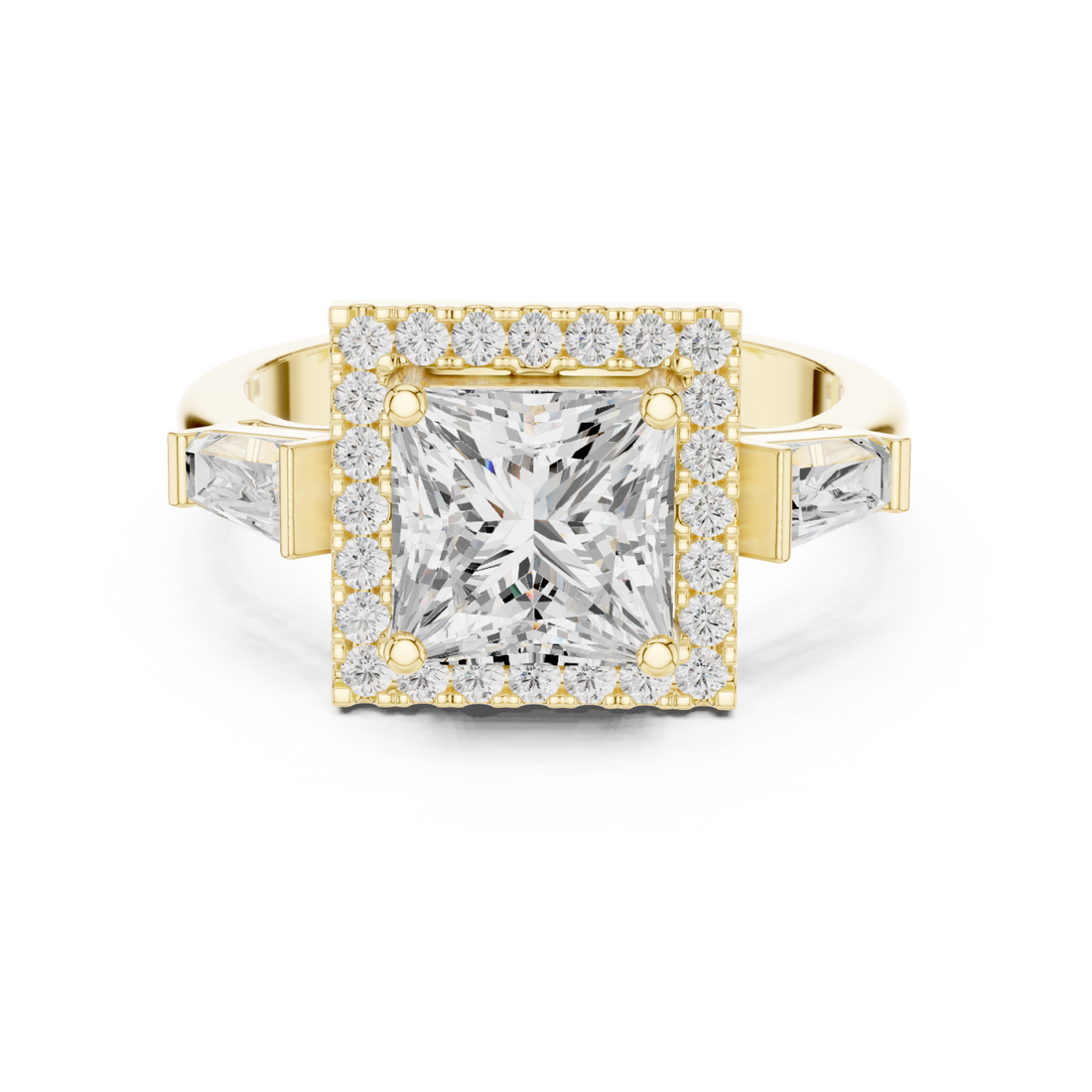 Gold Majestic Square Halo Ring Right View
