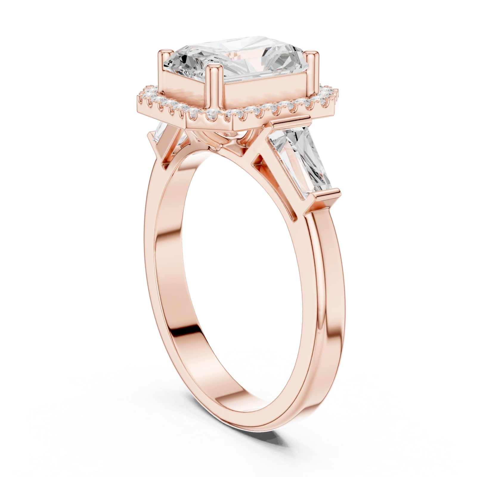  Rose Gold Radiant Majesty Halo Band Ring Left View