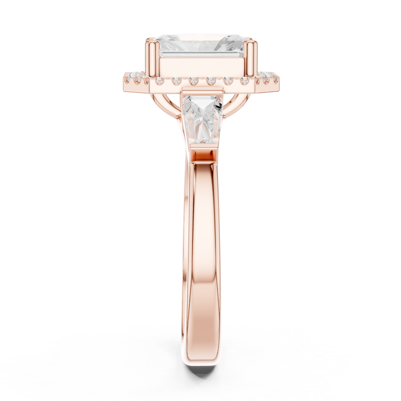  Rose Gold Radiant Majesty Halo Band Ring Side View
