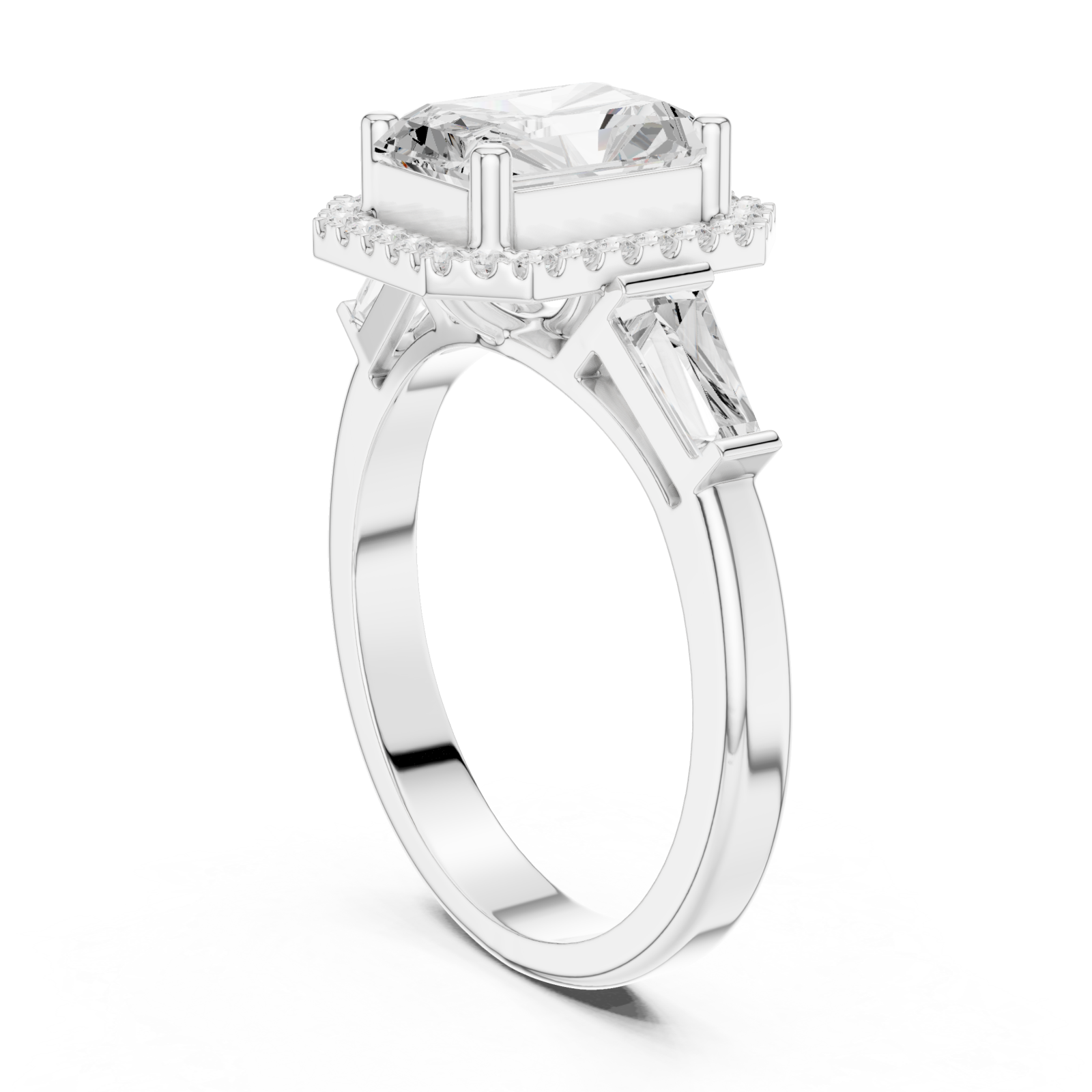  White Gold Radiant Majesty Halo Band Ring Left View