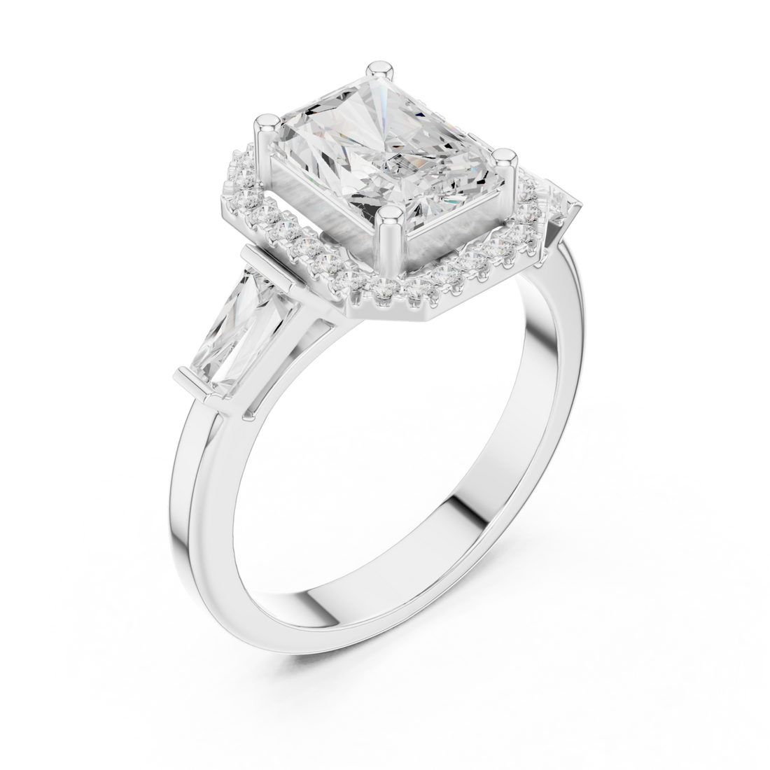  White Gold Radiant Majesty Halo Band Ring Right View