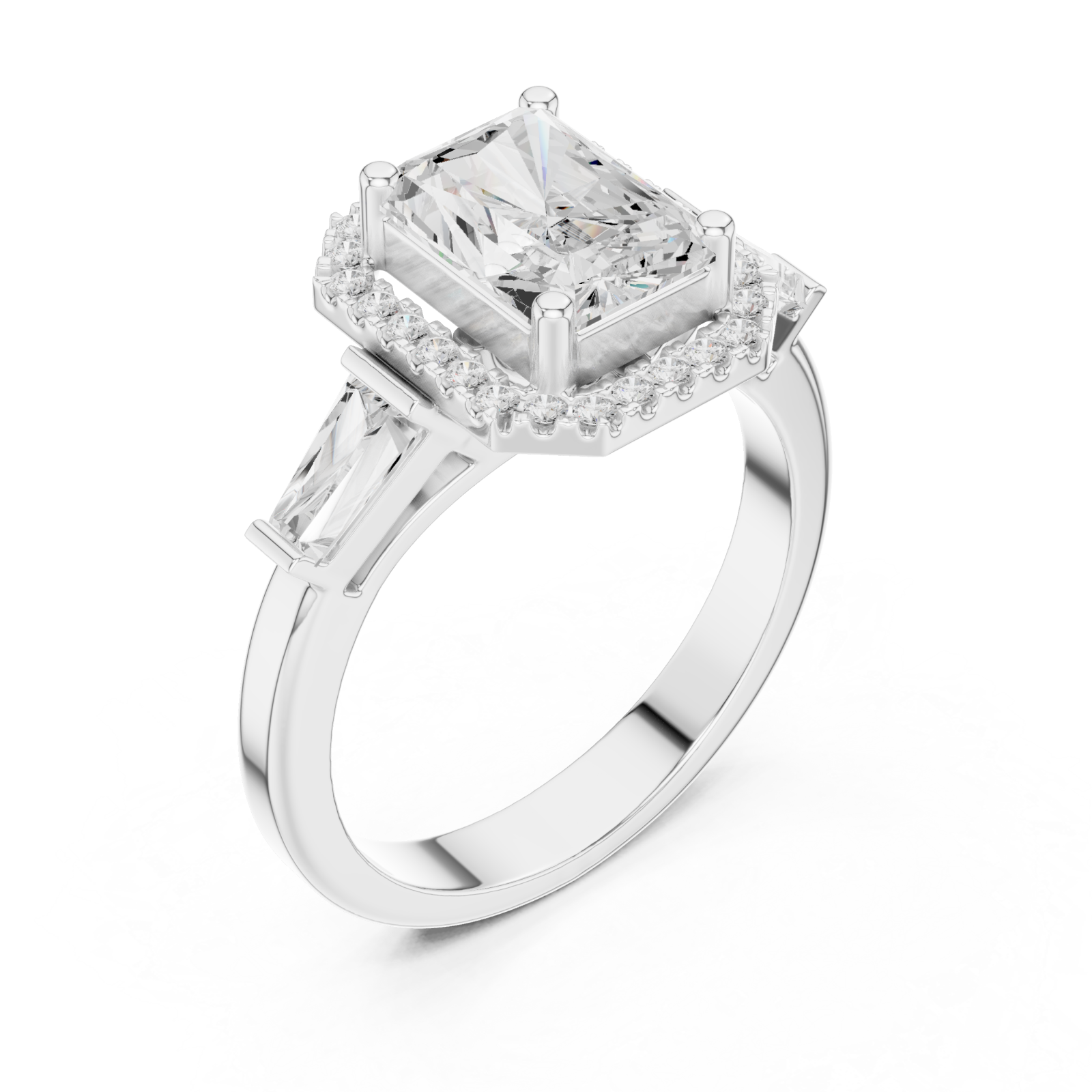  White Gold Radiant Majesty Halo Band Ring Right View