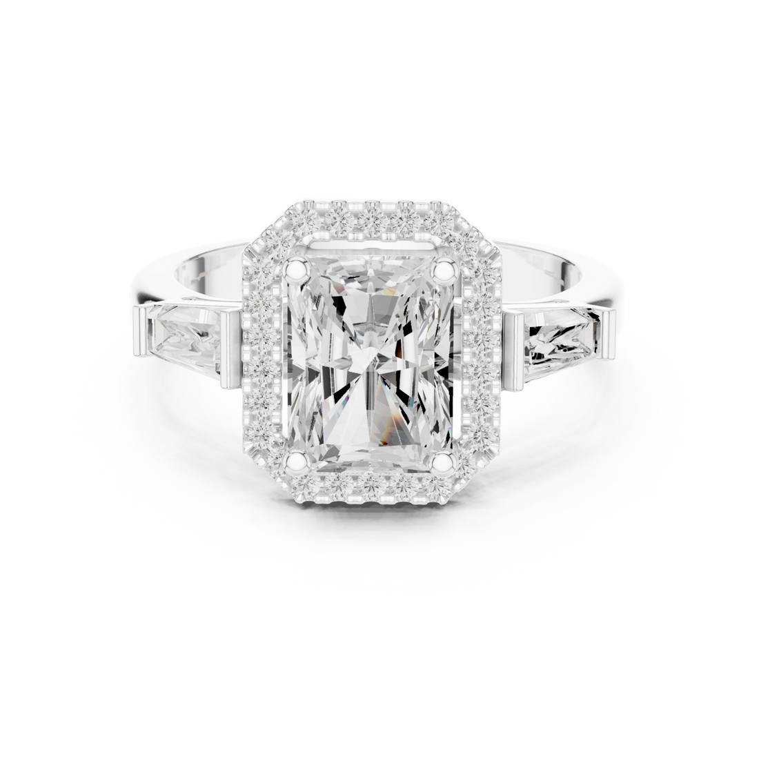  White Gold Radiant Majesty Halo Band Ring Right View