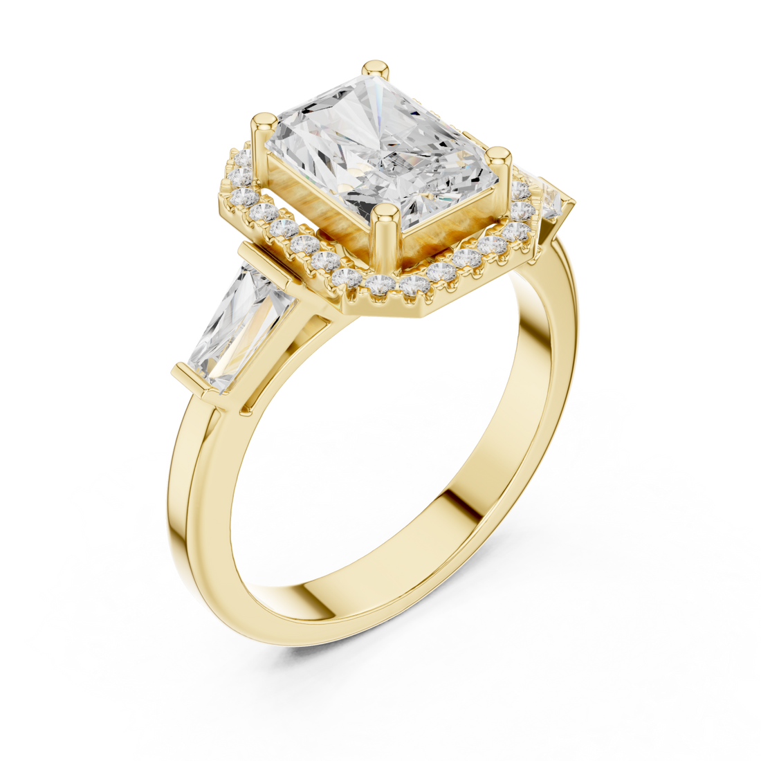 Gold Radiant Majesty Halo Band Ring Right View