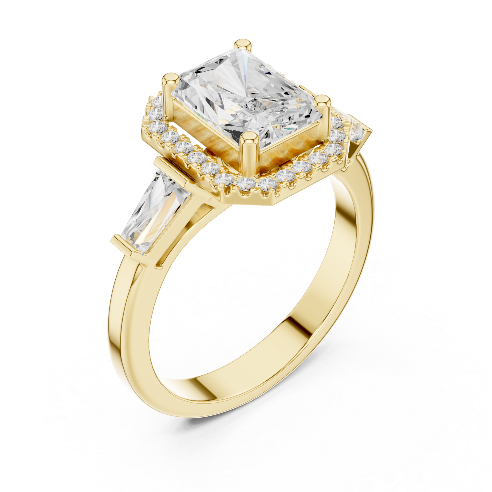 Gold Radiant Majesty Halo Band Ring Right View