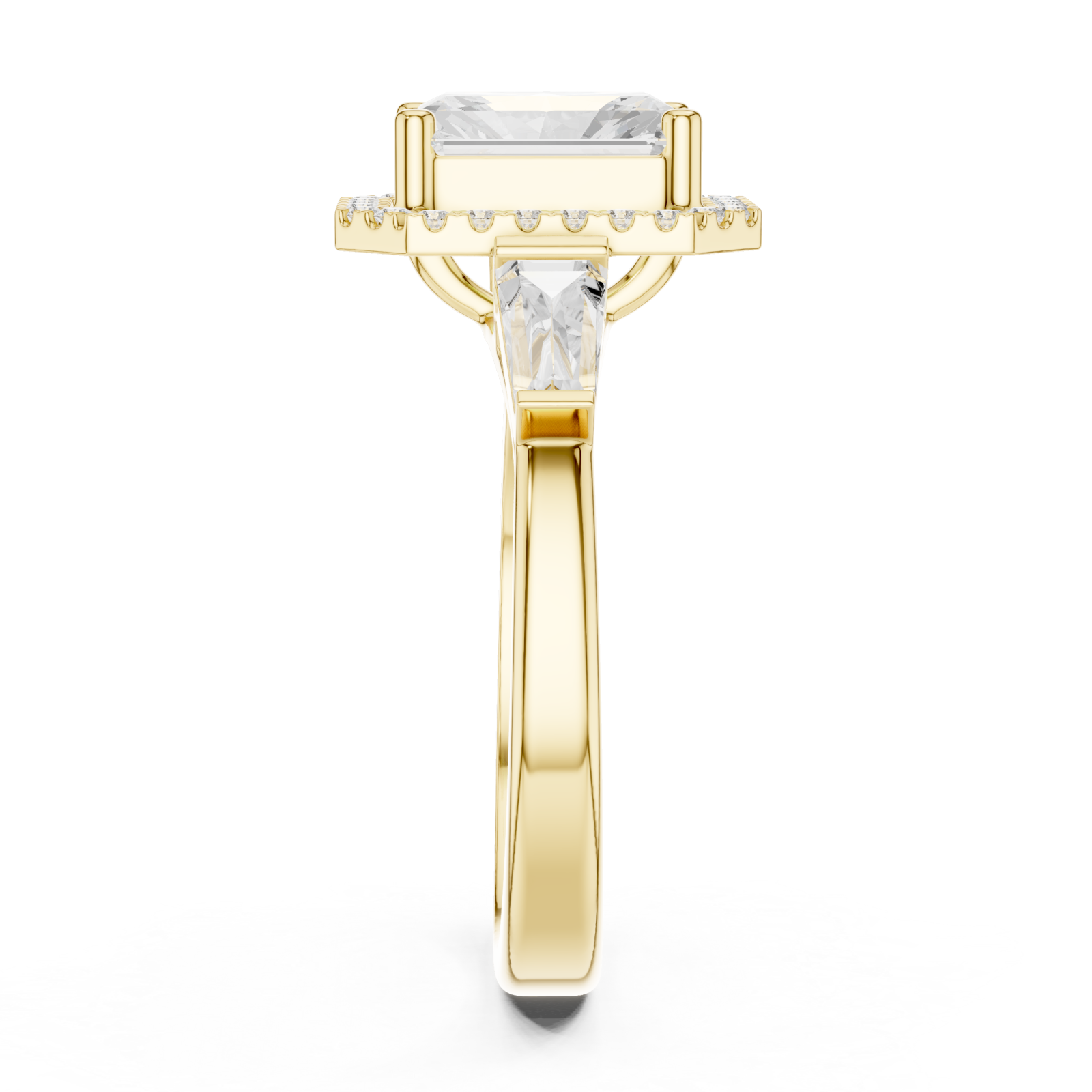  Gold Radiant Majesty Halo Band Ring Side View