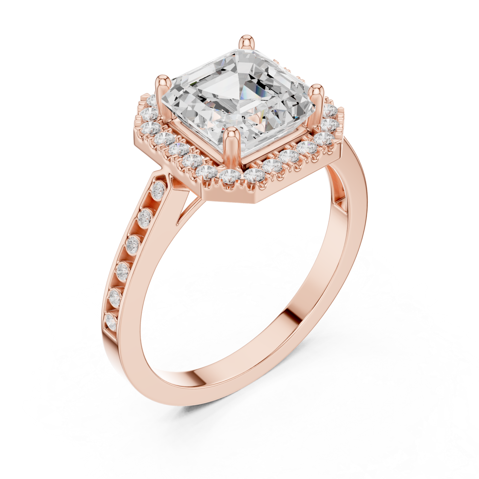  Rose Gold Regal Radiance Halo Ring Right View