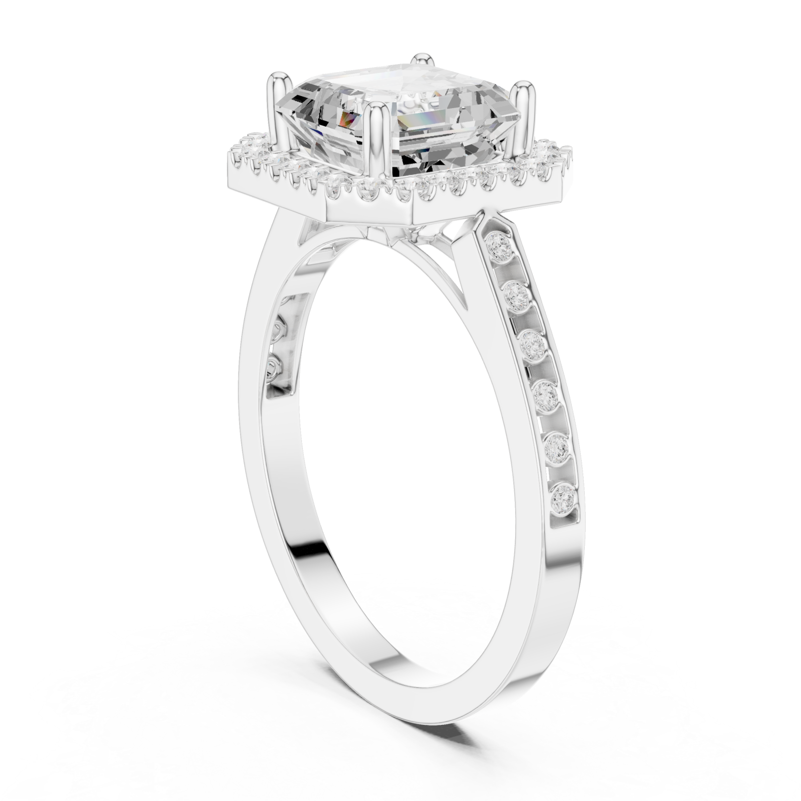  White Gold Regal Radiance Halo Ring Left View