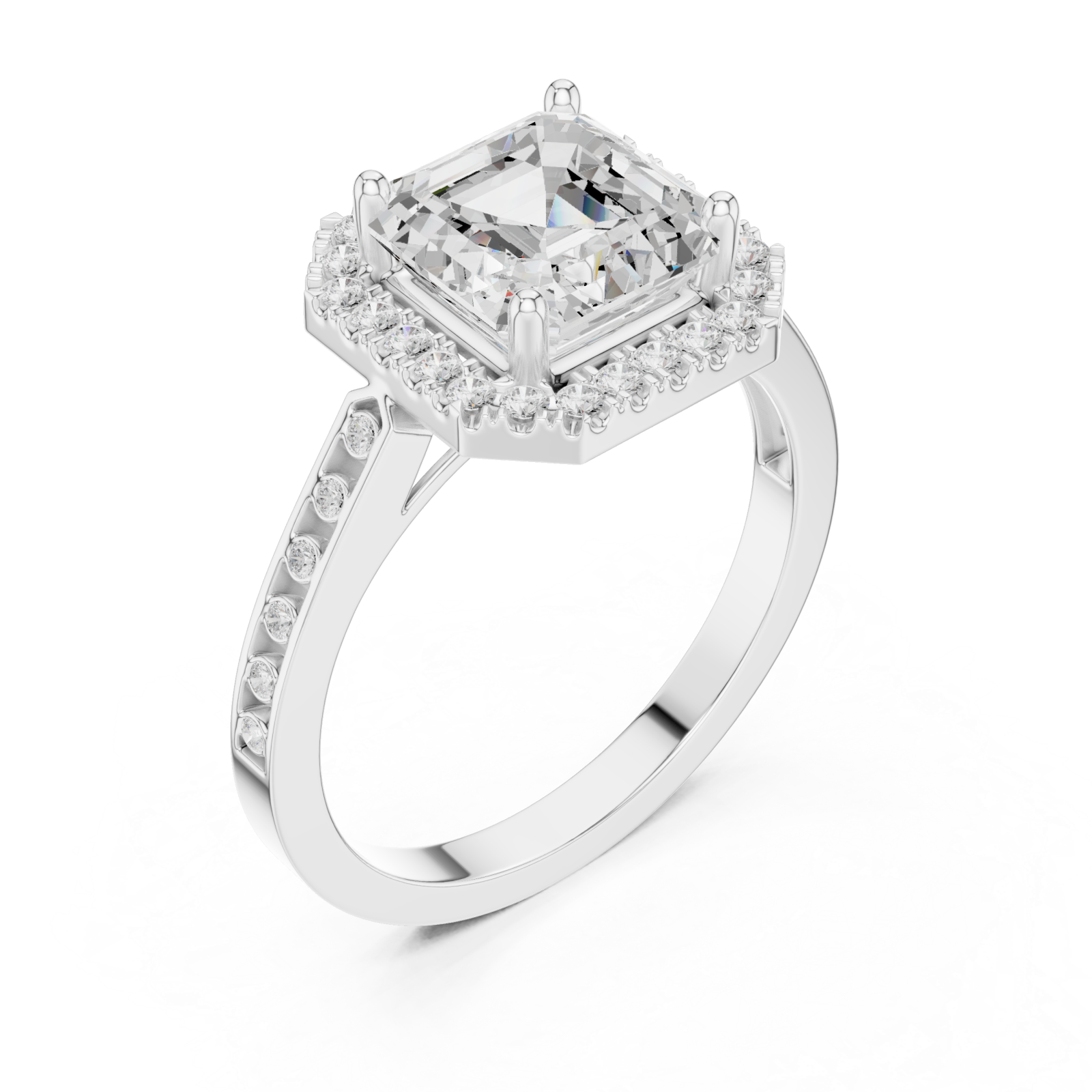  White Gold Regal Radiance Halo Ring Right View