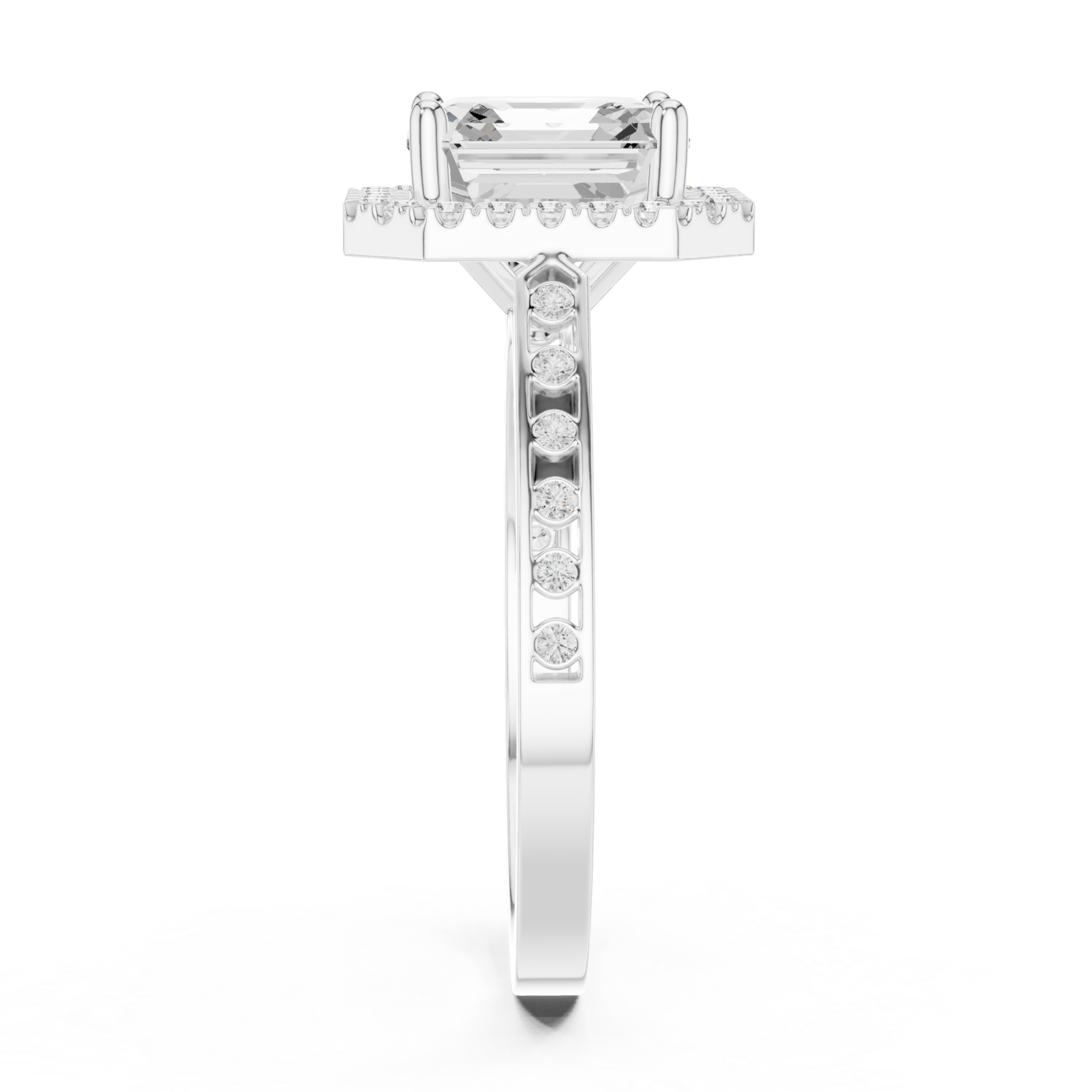  White Gold Regal Radiance Halo Ring Side View