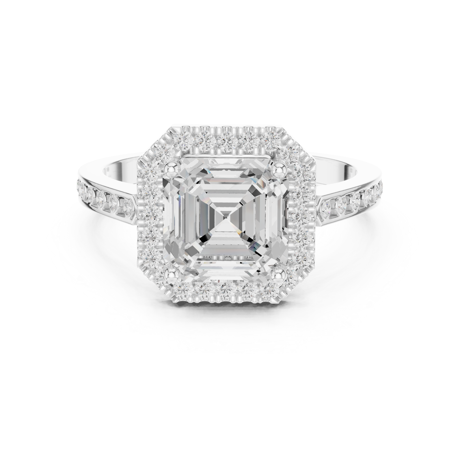  White Gold Regal Radiance Halo Ring Front View
