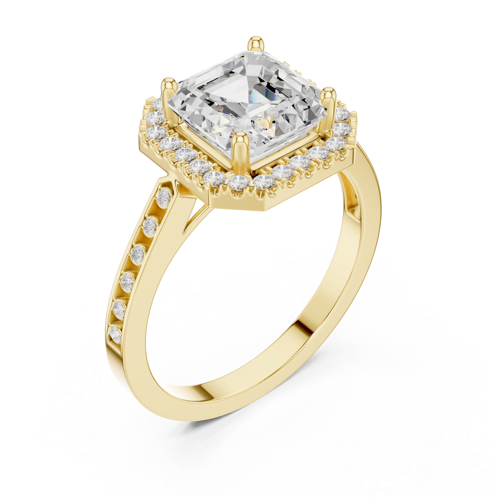 Gold Regal Radiance Halo Ring Right View