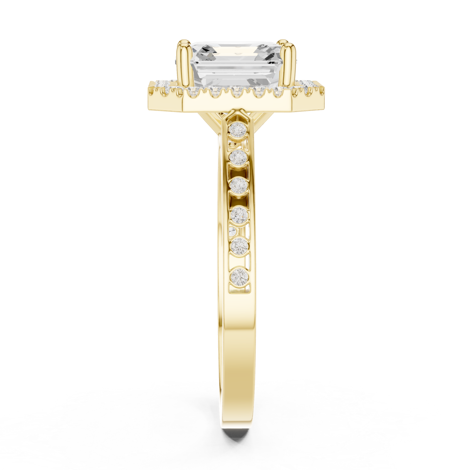  Gold Regal Radiance Halo Ring Side View