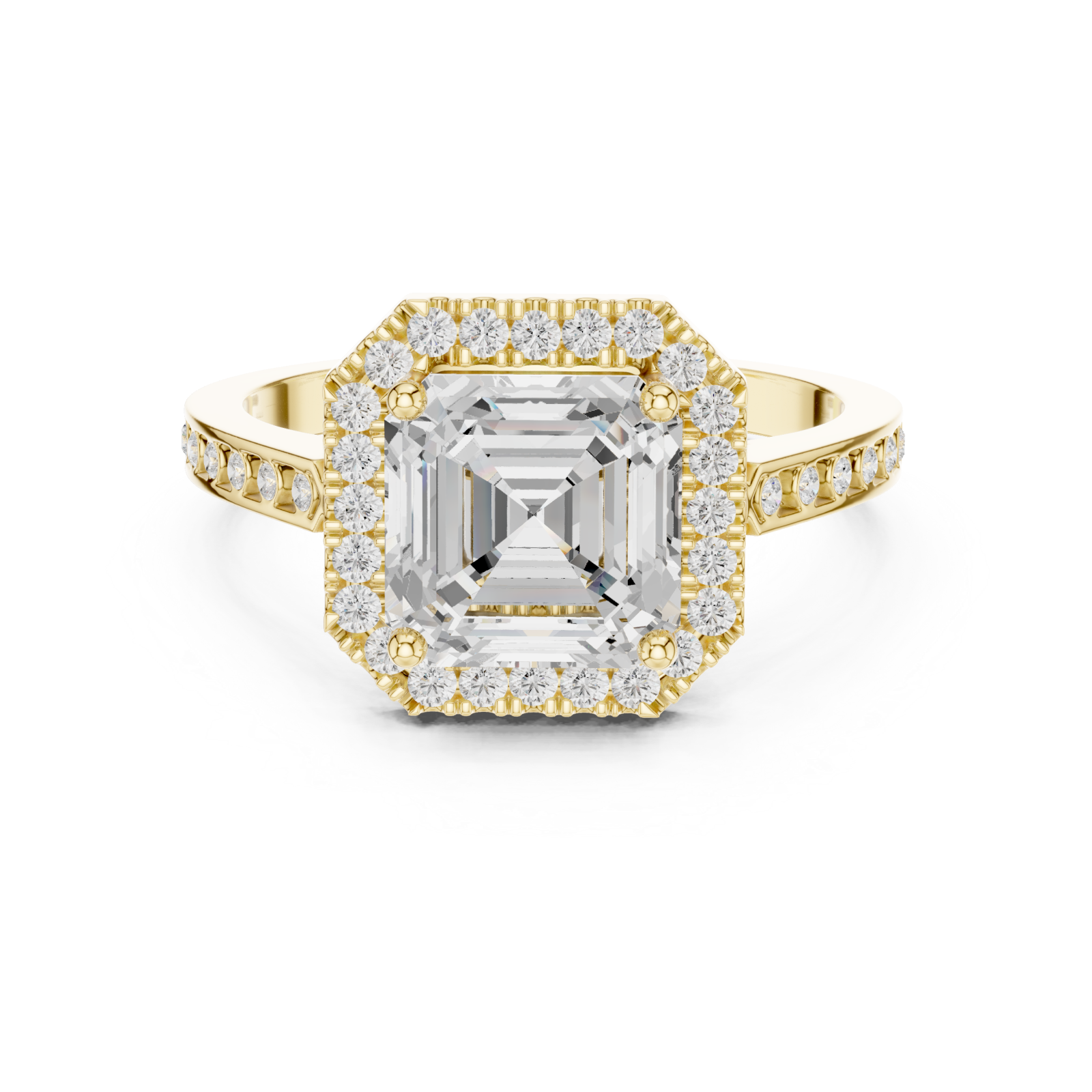  Gold Regal Radiance Halo Ring Front View