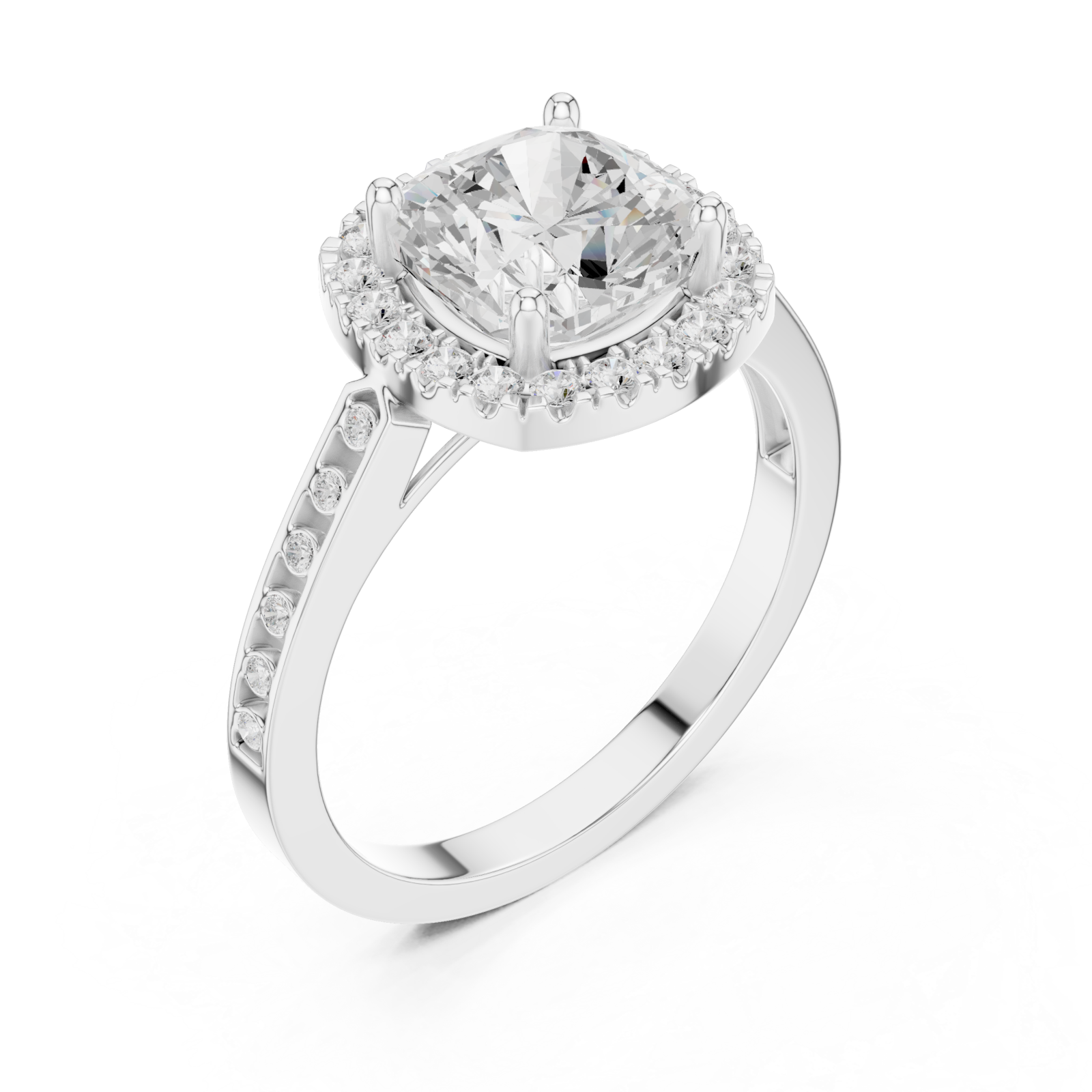  White Gold Eclipse Radiance Cushion Halo Ring Right View