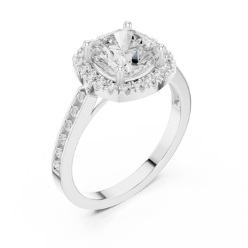  White Gold Eclipse Radiance Cushion Halo Ring Right View
