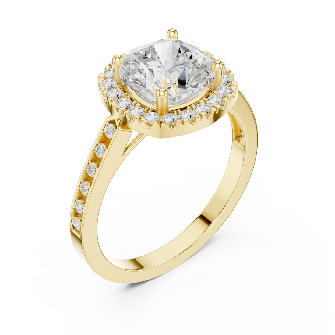 Gold Eclipse Radiance Cushion Halo Ring Right View