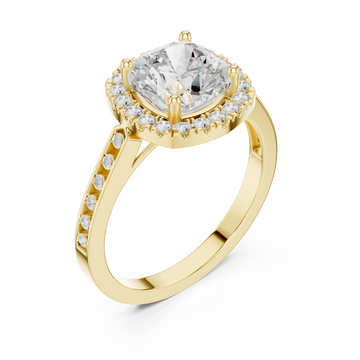 Gold Eclipse Radiance Cushion Halo Ring Right View