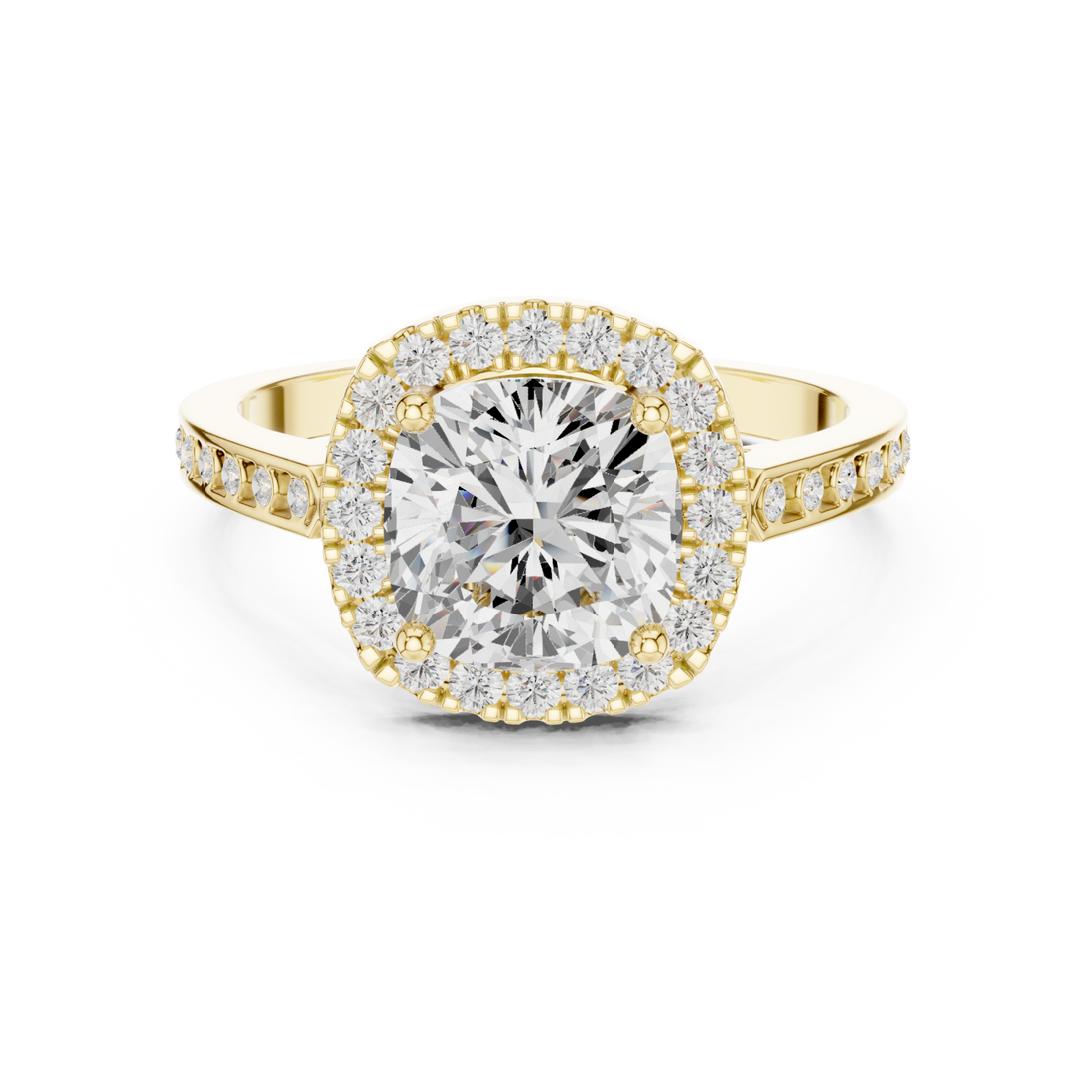 Gold Eclipse Radiance Cushion Halo Ring Right View