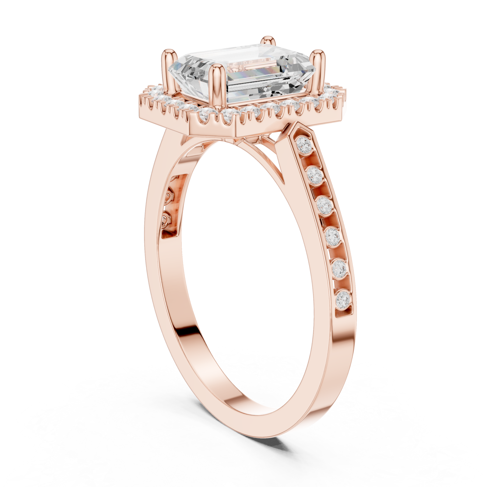  Rose Gold Radiance Halo Statement Ring Left View