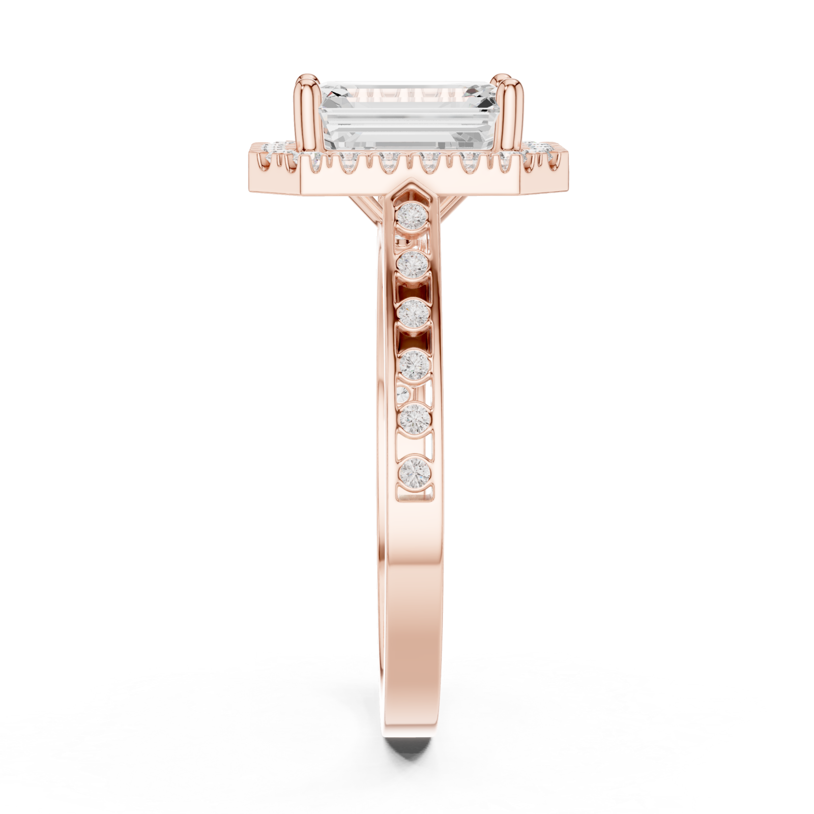  Rose Gold Radiance Halo Statement Ring Side View
