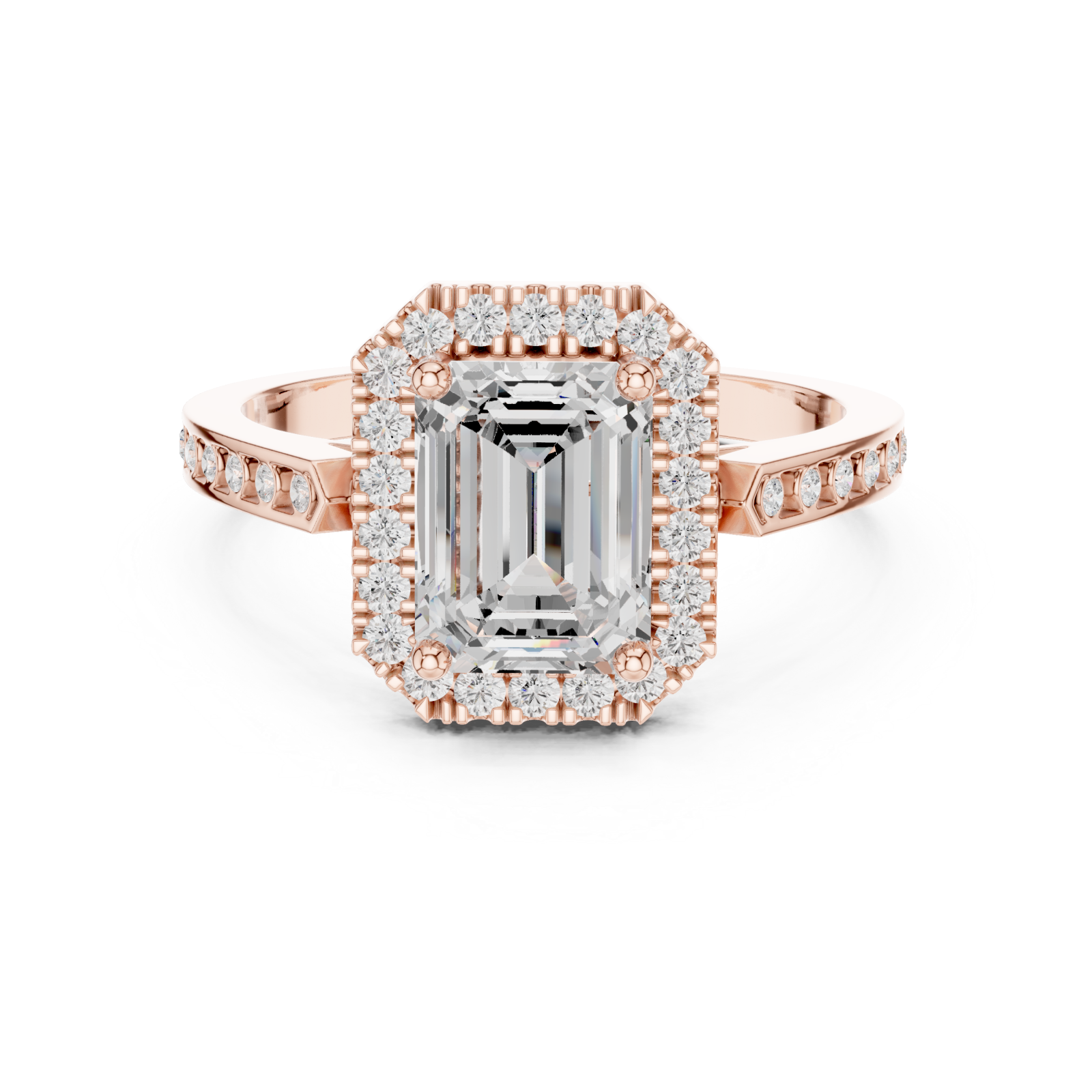 Rose Gold Radiance Halo Statement Ring Front View