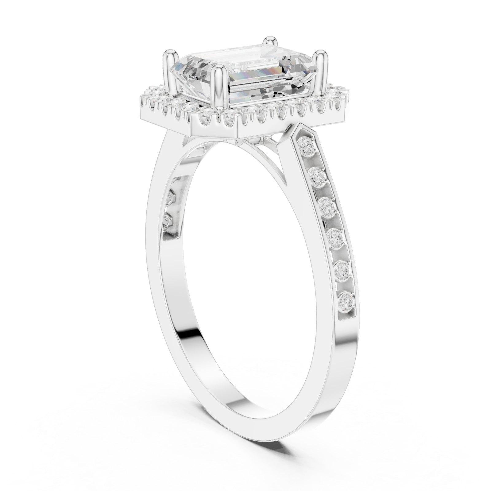  White Gold Radiance Halo Statement Ring Left View