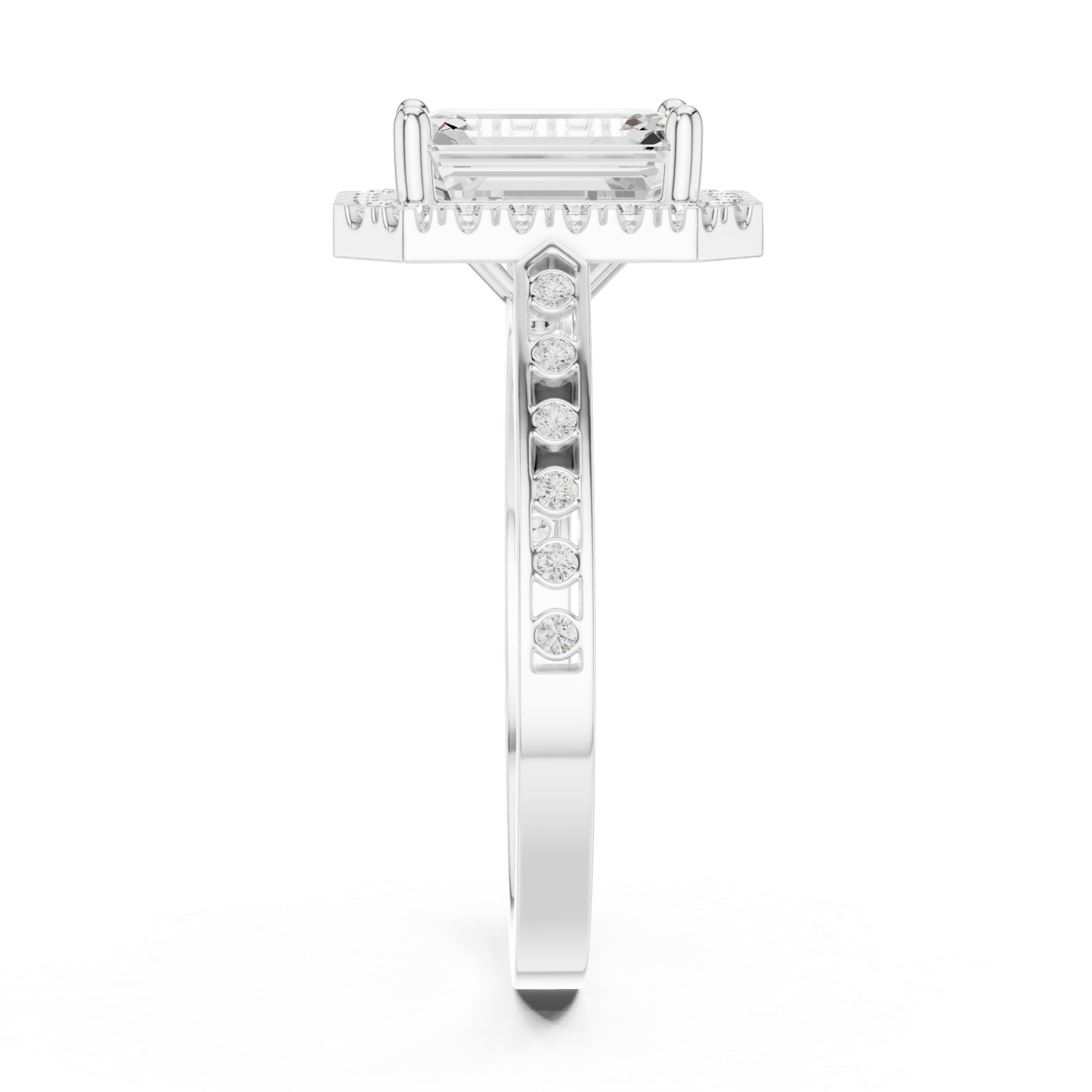  White Gold Radiance Halo Statement Ring Side View