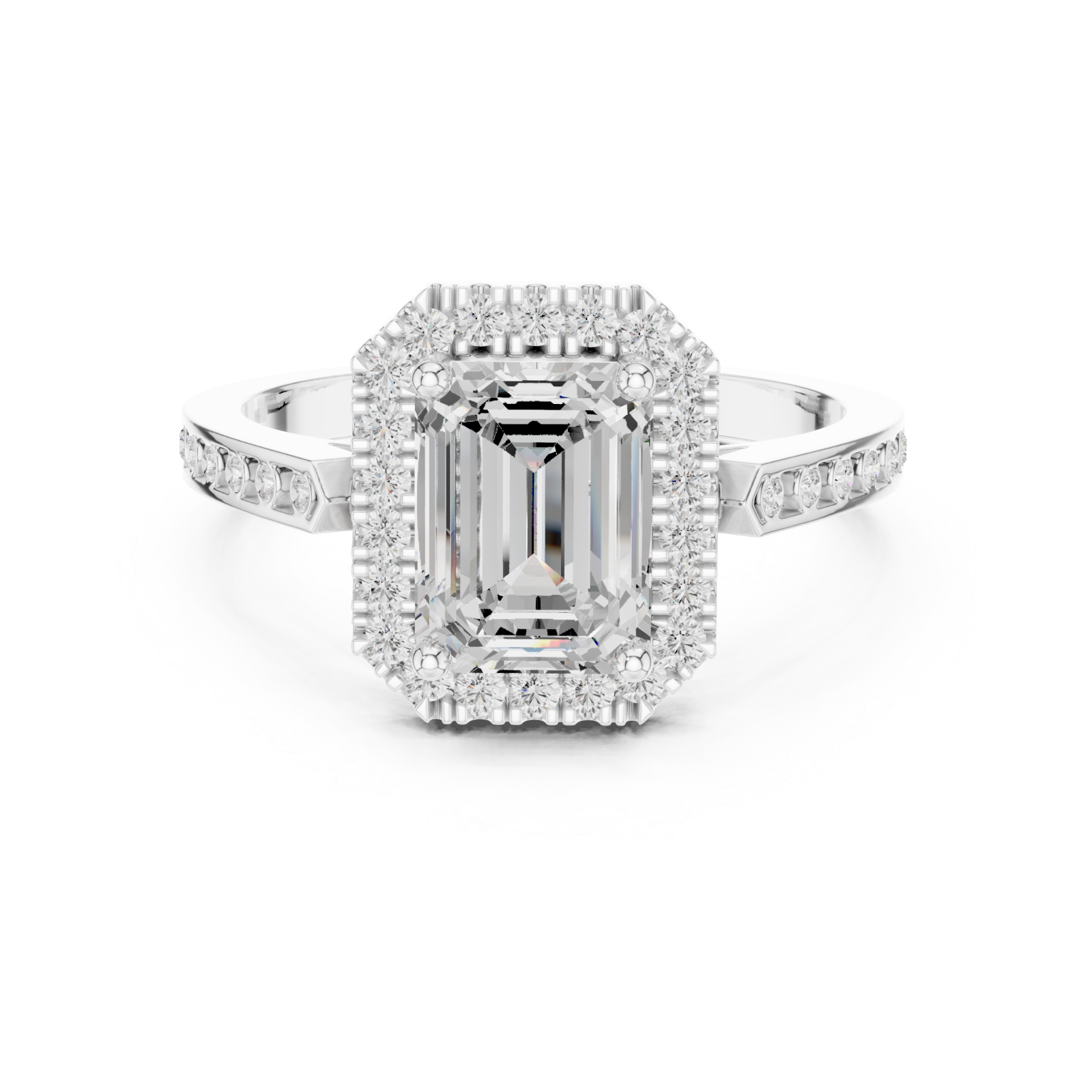  White Gold Radiance Halo Statement Ring Front View
