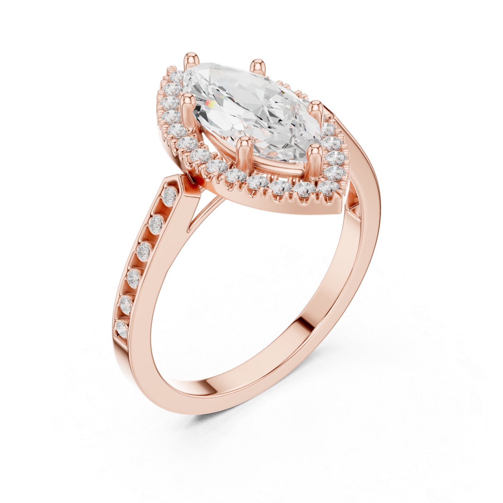  Rose Gold Enchanted Halo Marquise Ring Right View
