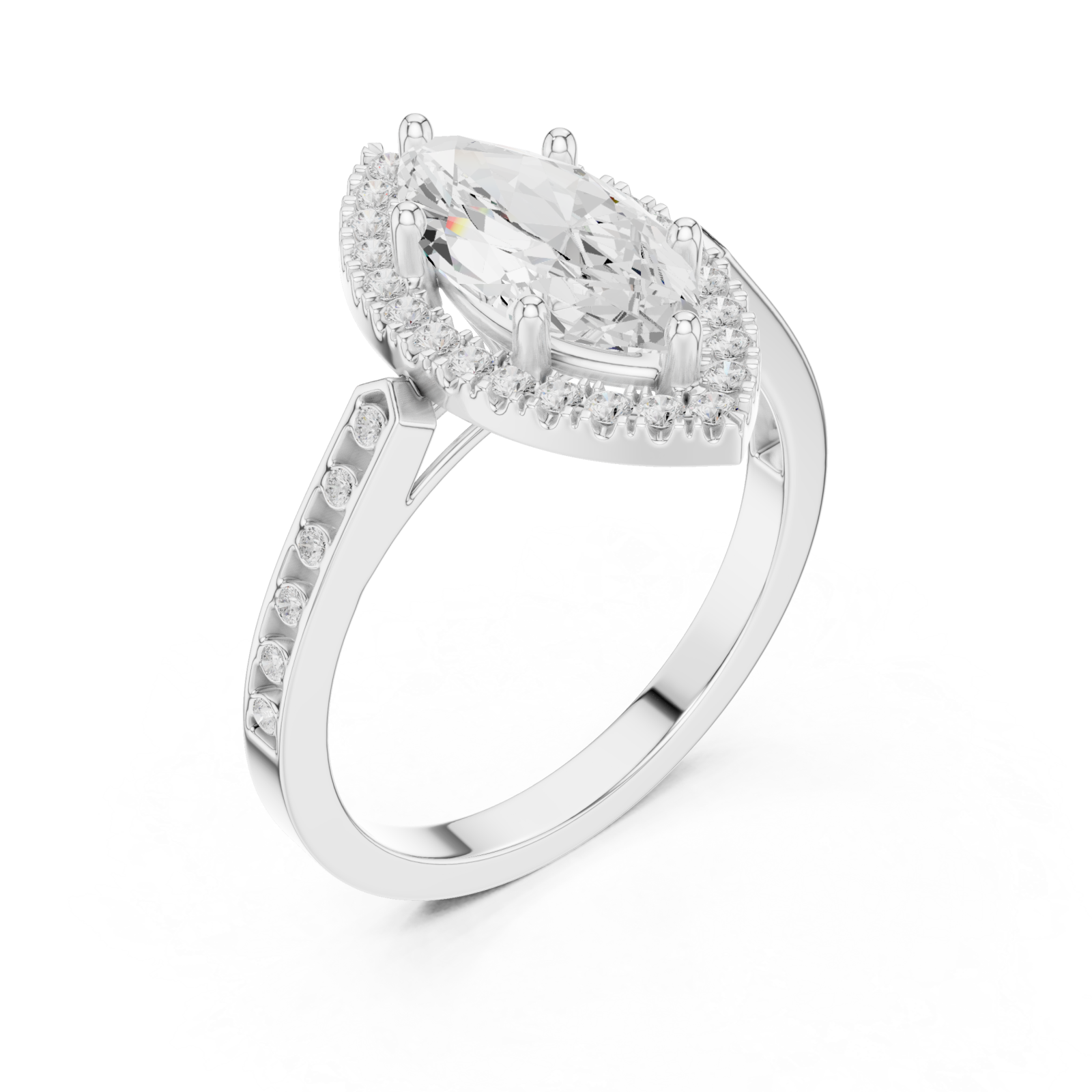  White Gold Enchanted Halo Marquise Ring Right View