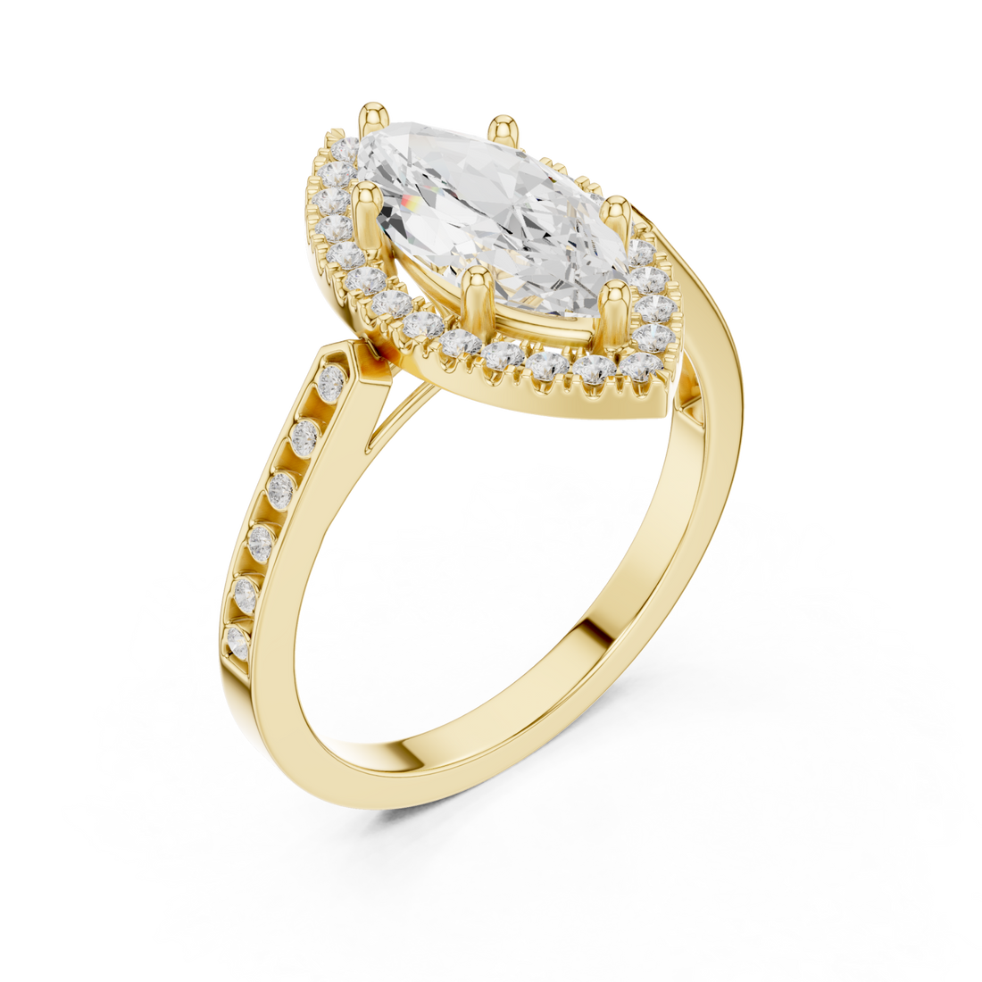 Gold Enchanted Halo Marquise Ring Right View